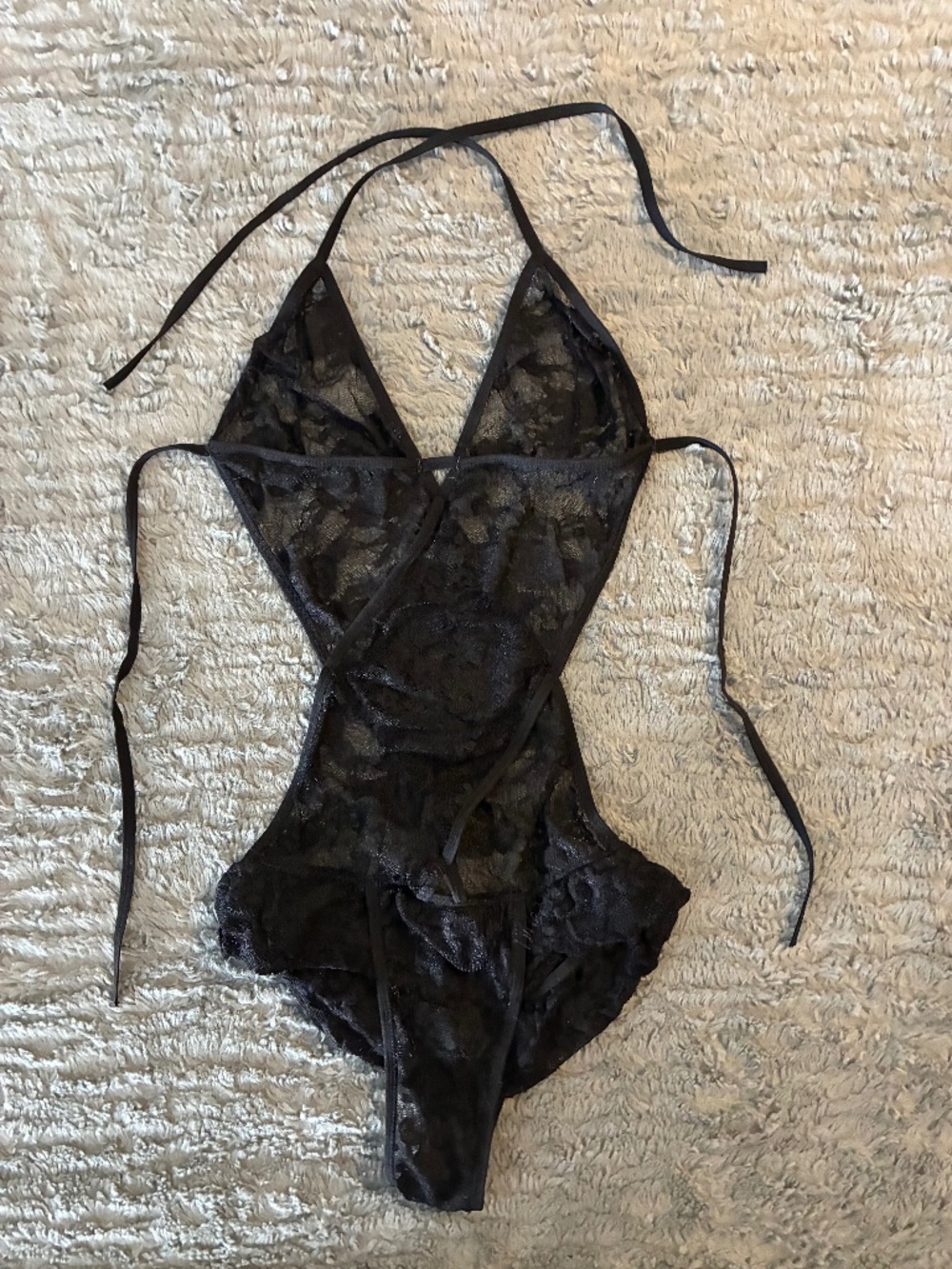 MASSIVE $10 SALE Black Lace Halter Teddy Bodysuit - Women Intimates